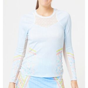 Lucky in love long sleeve tennis top liberty chambray striped sz Medium NEW